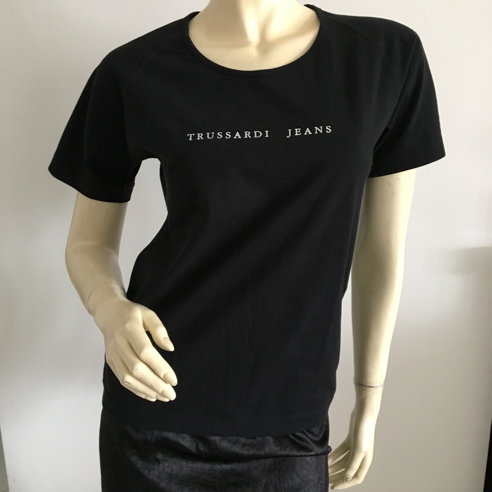 🔴 NWOT 🇮🇹 Trussardi Jeans stretchy Black tee